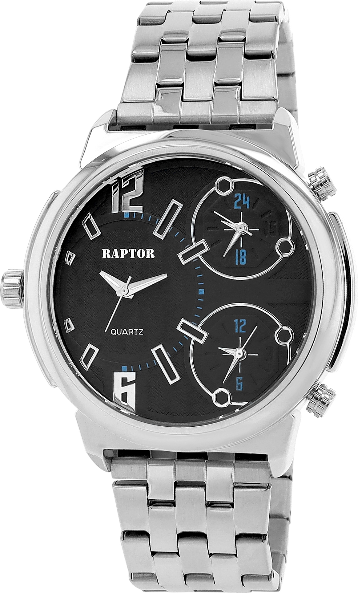 Raptor Herrenuhr "Lucius" mit Edelstahlband, 3-Zeitzonen