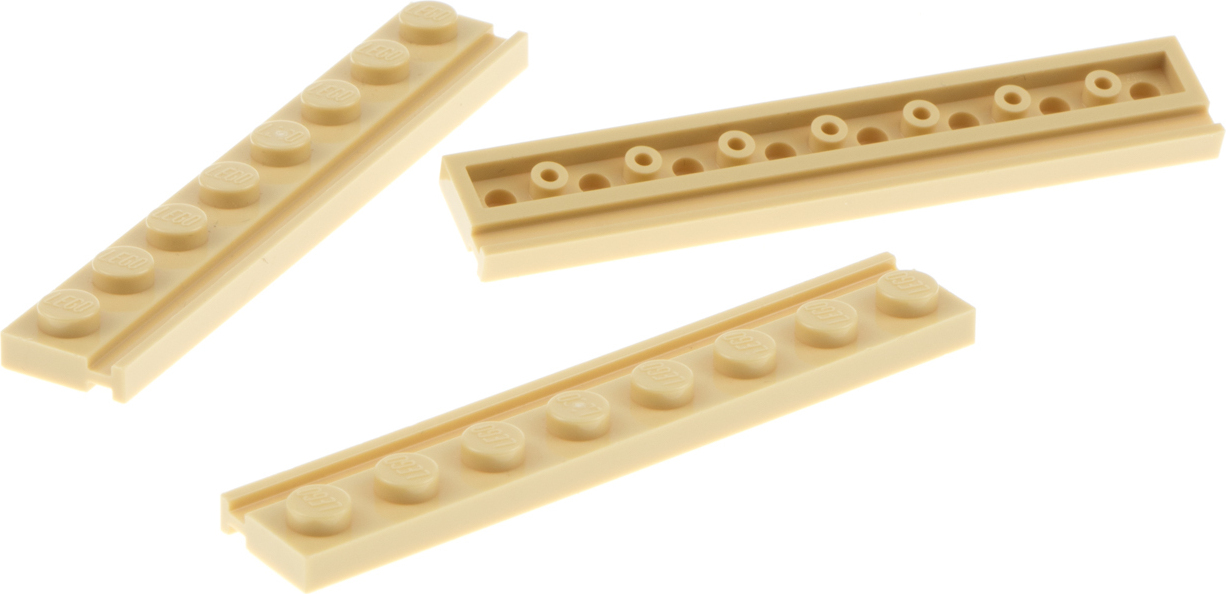 3x Lego Führungsschiene 1x8 beige Leiste mit Nut Führung Tür Schiene Stein 4510