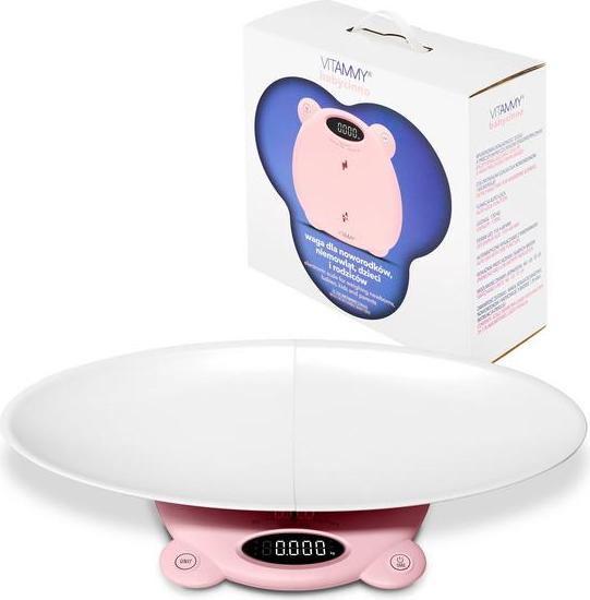 VITAMMY Babycinno, Waage für Frühgeborene, Neugeborene und Kleinkinder, rosa