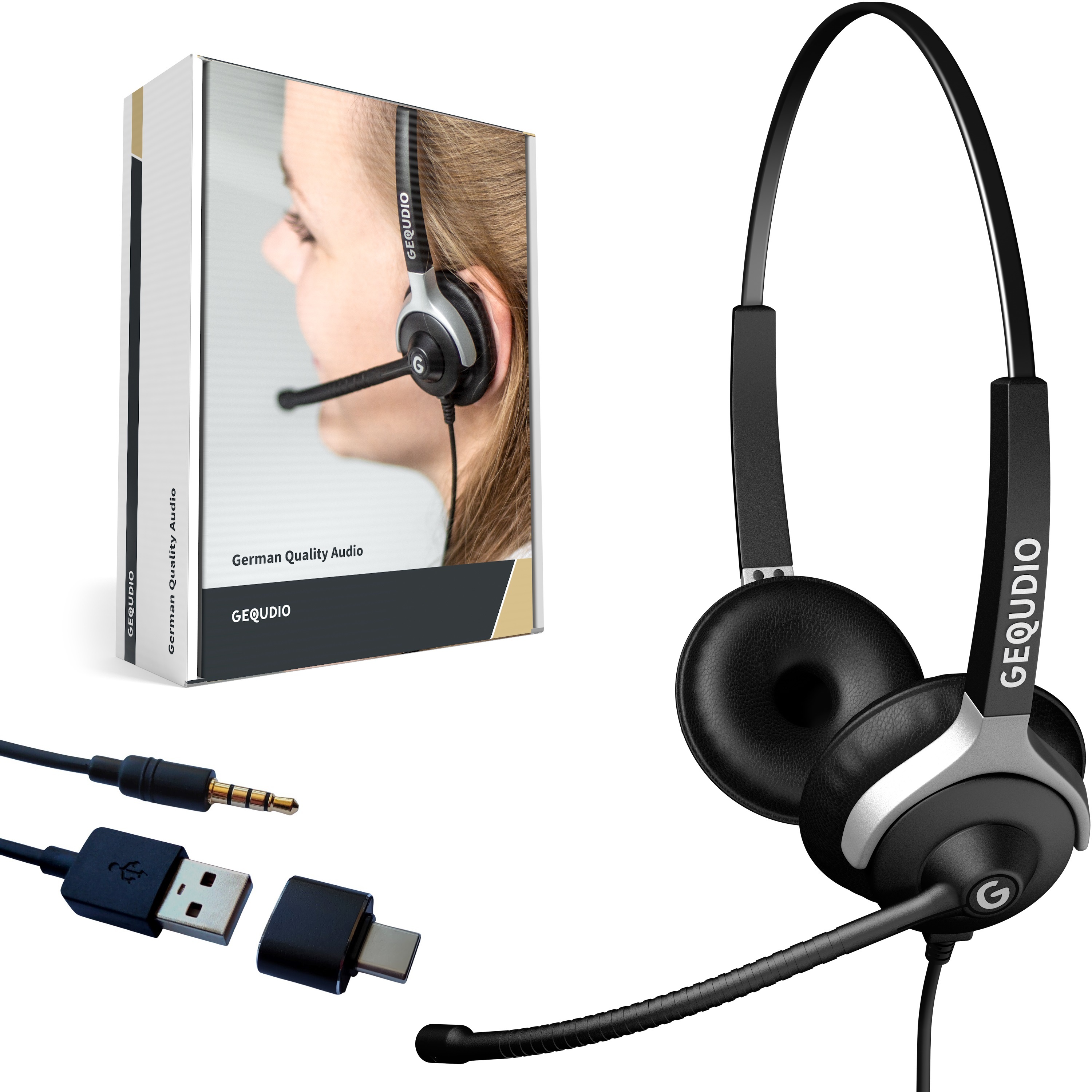 GEQUDIO Slúchadlá do uší s USB pre PC,MAC