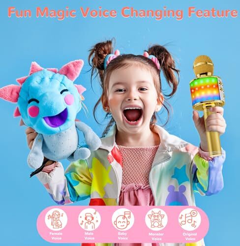 Ankuka Bluetooth karaoke mikrofón, bezdrôtový mikrofón s integrovaným reproduktorom, ručný mikrofón na vokály, domáce párty, kompatibilný s Android / iOS PC