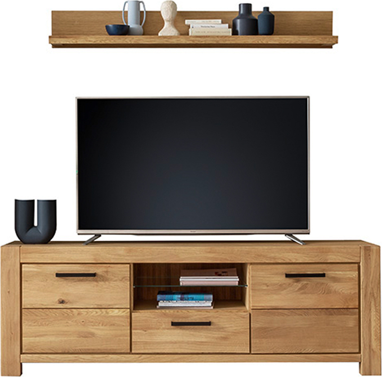 Lomadox Wohnwand braun SELISTE-06 Wildeiche teilmassiv geölt 2-teilig LA06-SELISTE-06-SET16