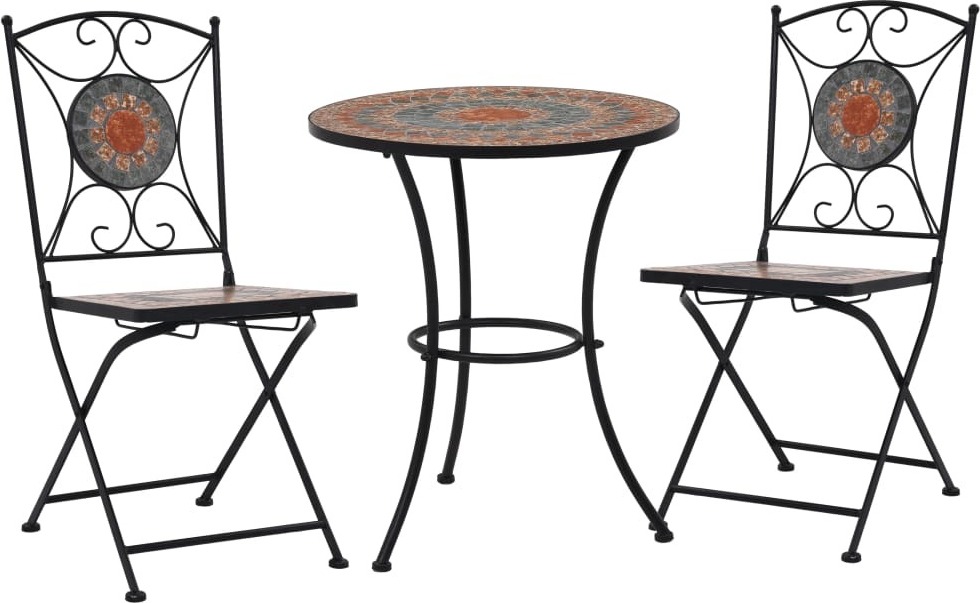 Nábytok 3-dielny bistro set mozaika keramická oranžová / sivá - Balkónový nábytok 279691
