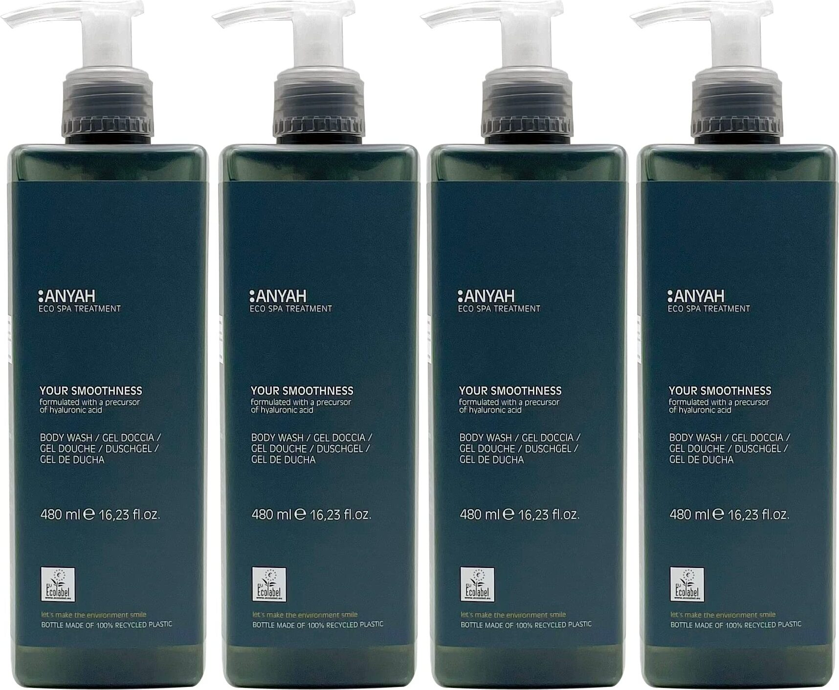 ANYAH Duschgel Für Männer & Damen – 480 Ml, Mit Hyaluronsäure, Sanfte Reinigung, Recycelte PET-Flasche, Made In Italy