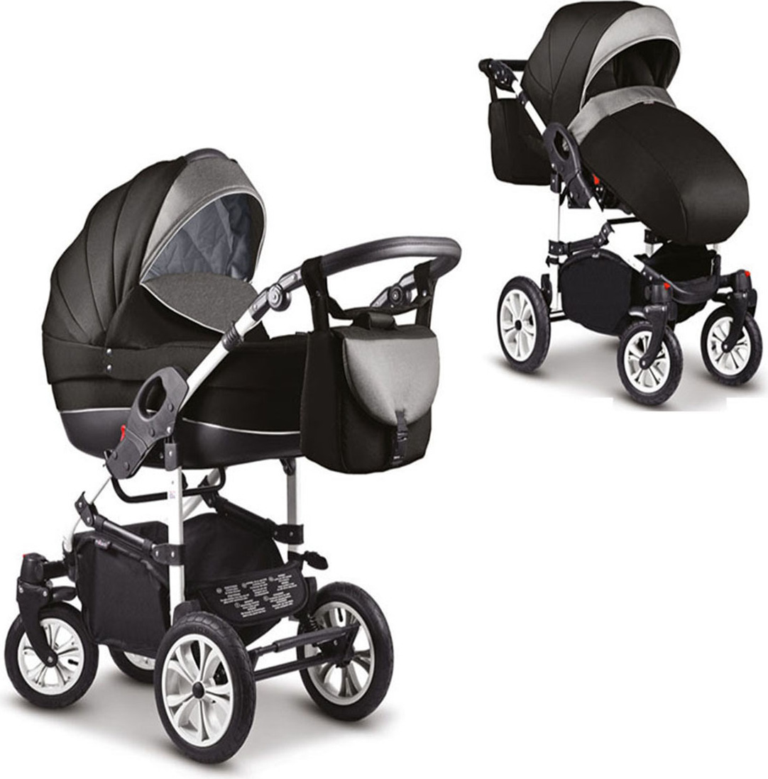 Kinderwagen-Set Craft 2 in 1 in Schwarz-Grau - 13 Teile - in 18 Farben erhältlich