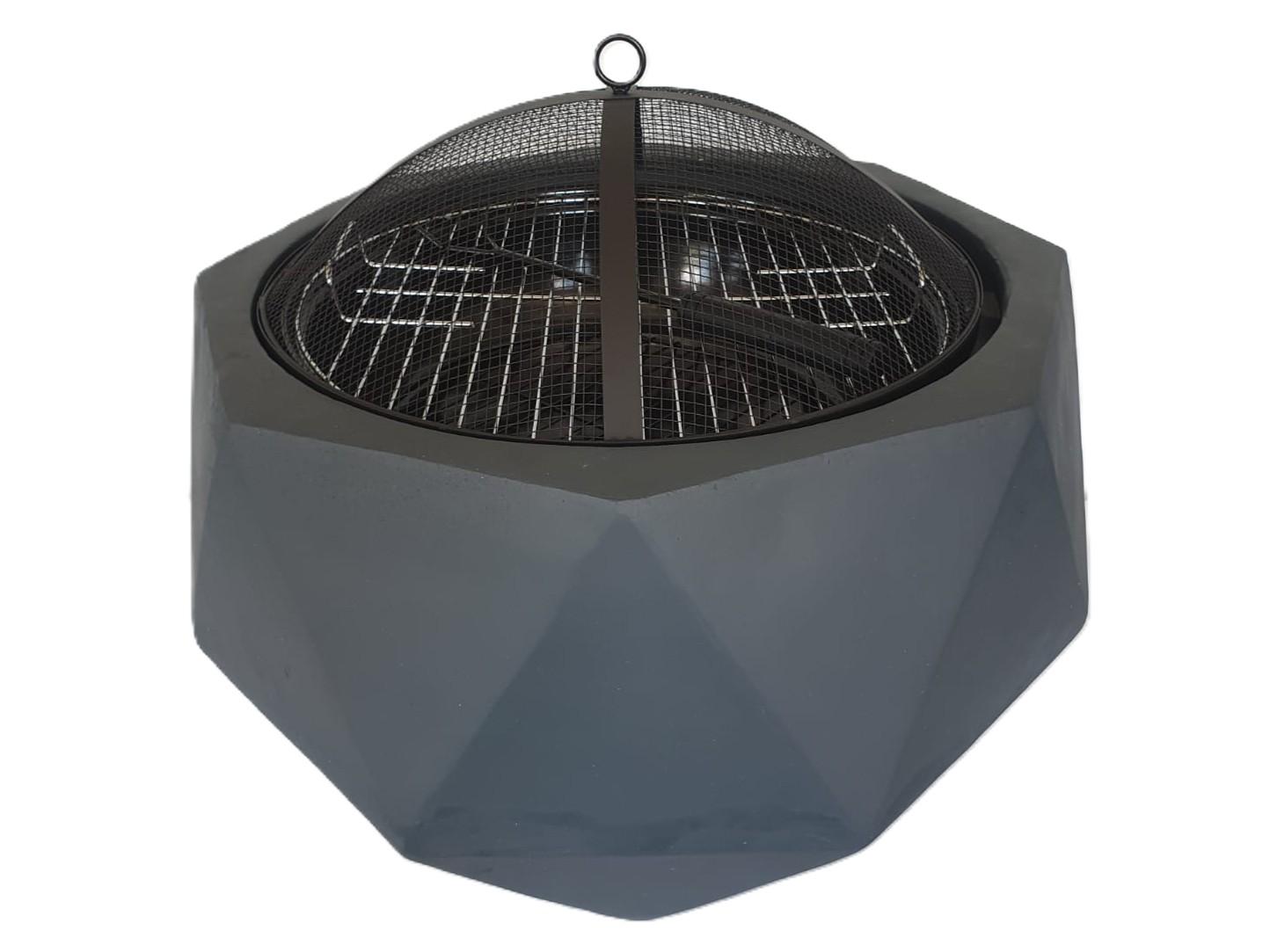 Colibri Feuertonne, Feuerschale, Grill, Feuerschale Steinoptik, Design Feuerstelle (Eckiges Kugel-Design)