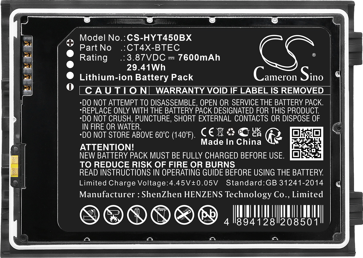 TECHTEK Akku Kompatibel mit [Honeywell] CT45, CT47 Ersetzt 318-055-026, für CT4X-BTEC 318-055-026, CT4X-BTEC