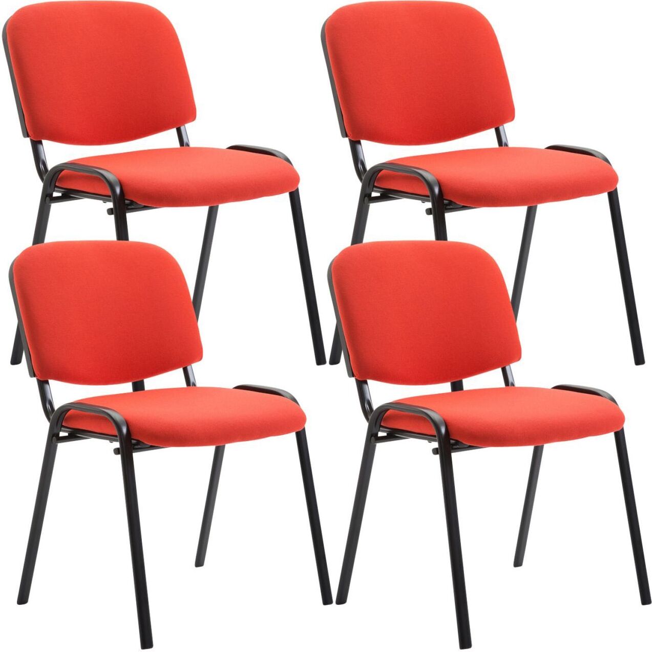 CLP 4er Set Besucherstuhl Ken Stoff rot