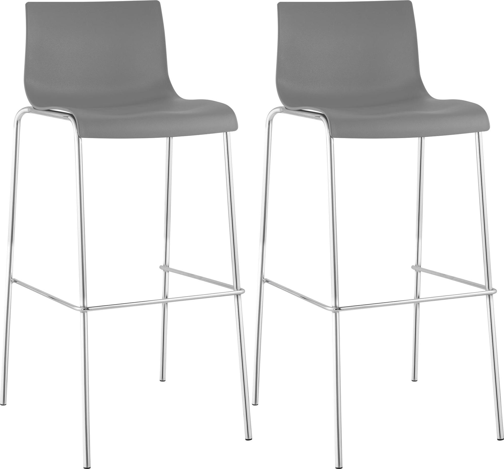 CLP 2er Set Barhocker Hover Kunststoff 4-Fuß Gestell 4-Fuß Gestell grau Gestell Farbe chrom 304465