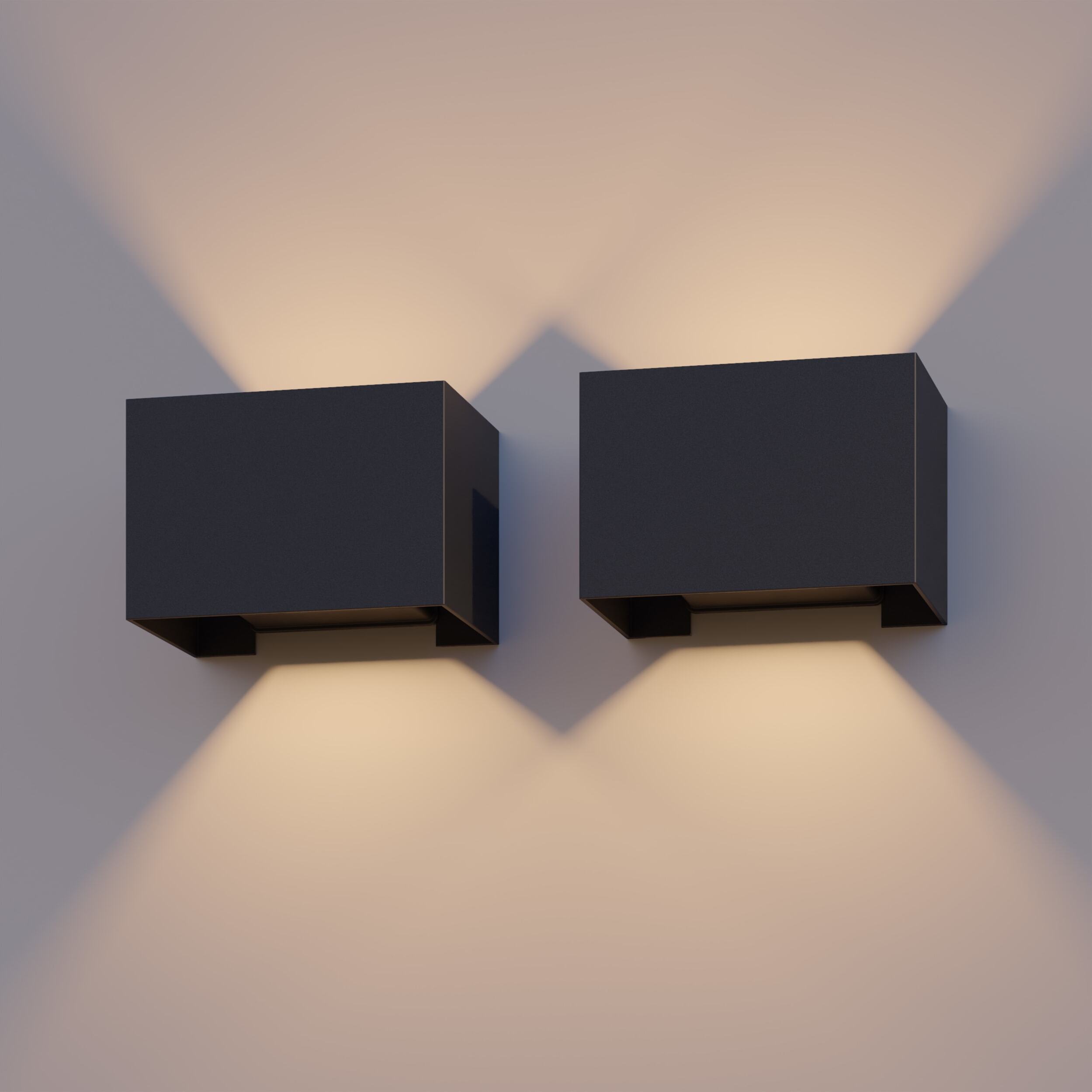 Calex Venice Wandleuchte, für Außen & Innen, warmweißes Up & Down Licht, einstellbarer Lichtstrahl, wasserdicht, Schwarz, 2er Pack 7001000600-2