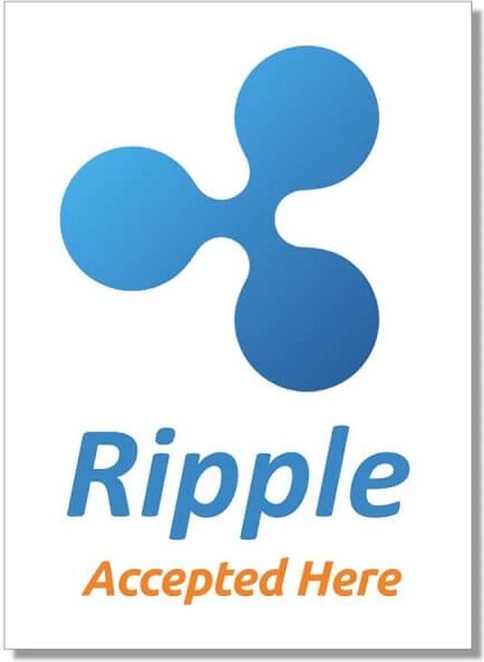 Save-Your-Bitcoins.com Aufkleber "Ripple accepted here" 74x105mm 10-er Pack