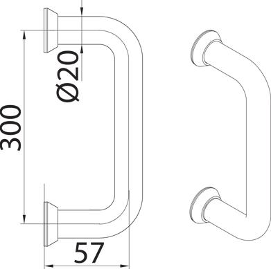 REMOR Einseitiger Türgriff L-300 mm weiß Udrzw3
