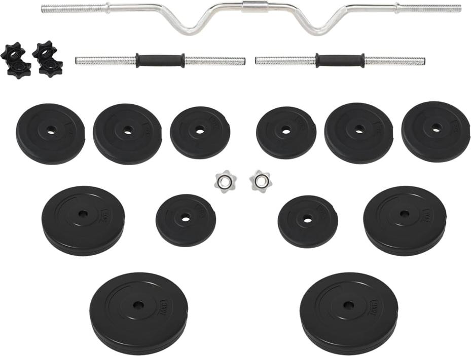 vidaXL Curlhantel und Kurzhantel mit Gewichten 60 kg 3145026