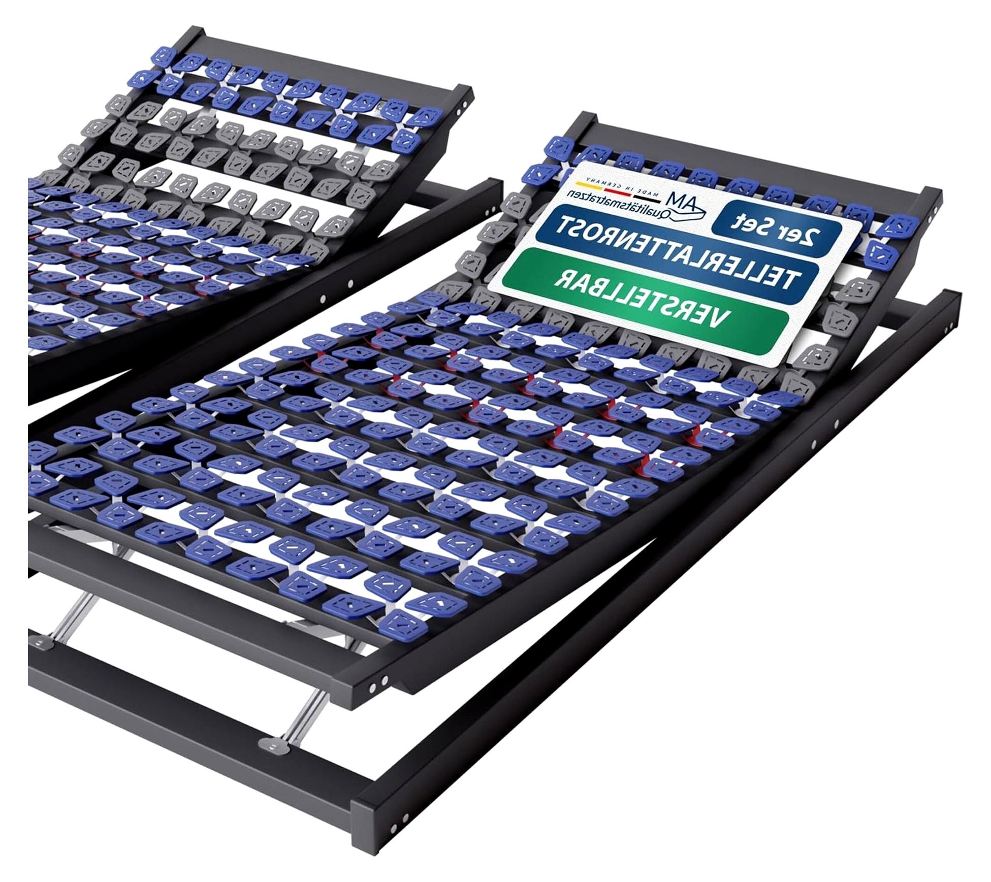 Markenlos 7-Zonen Tellerlattenrost 100x200 verstellbar bis 130 kg mit 50 Tellern - Punktelastisches Tellerlattenrost Kopf- und Fußteil verstellbar 100x200