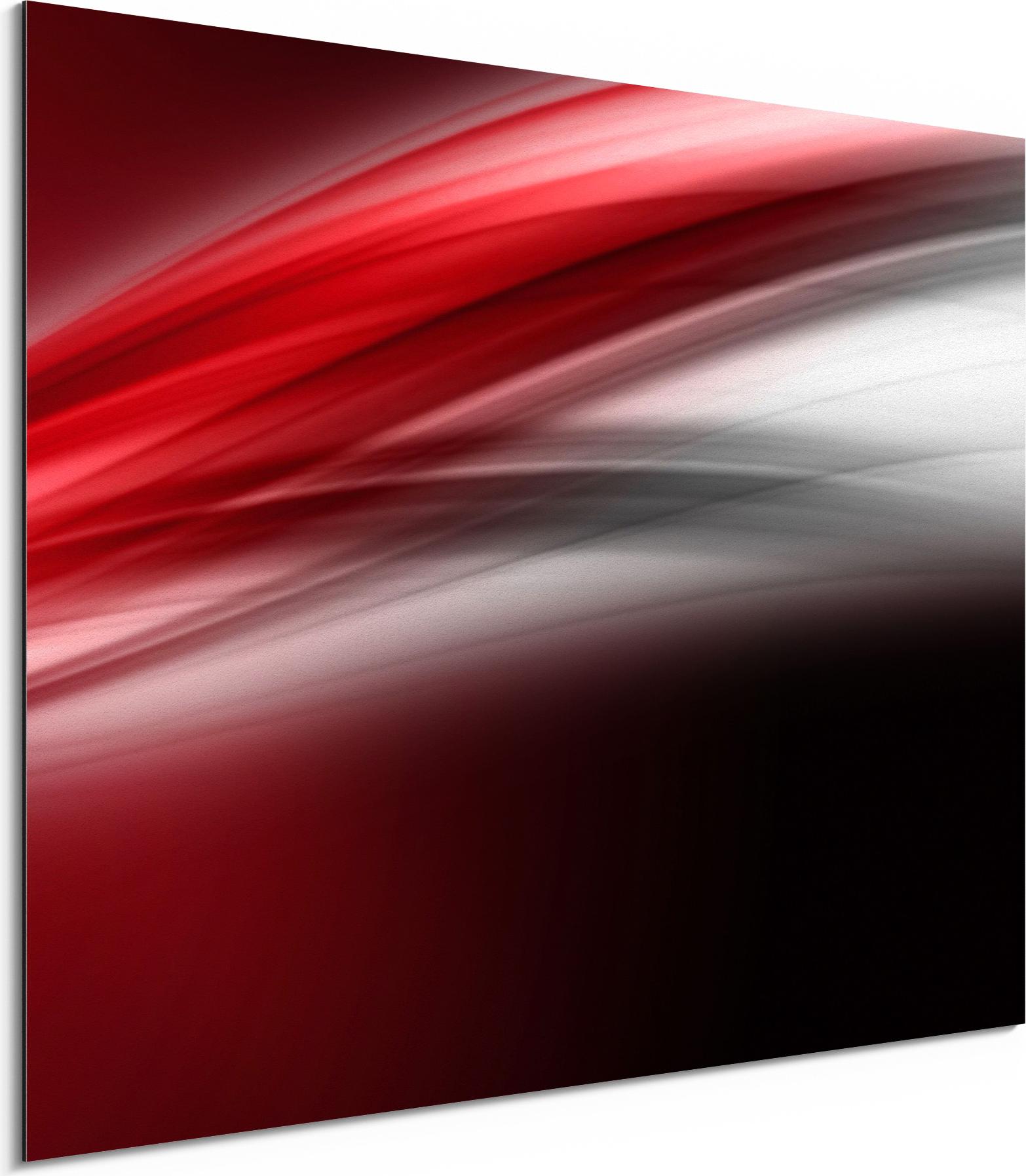 DEQORI Alu-Dibond Bild Weiß 40x30 cm 'Energiegeladener Schweif' Wandbild Metall dünn AD-40-30-W-1425-UV