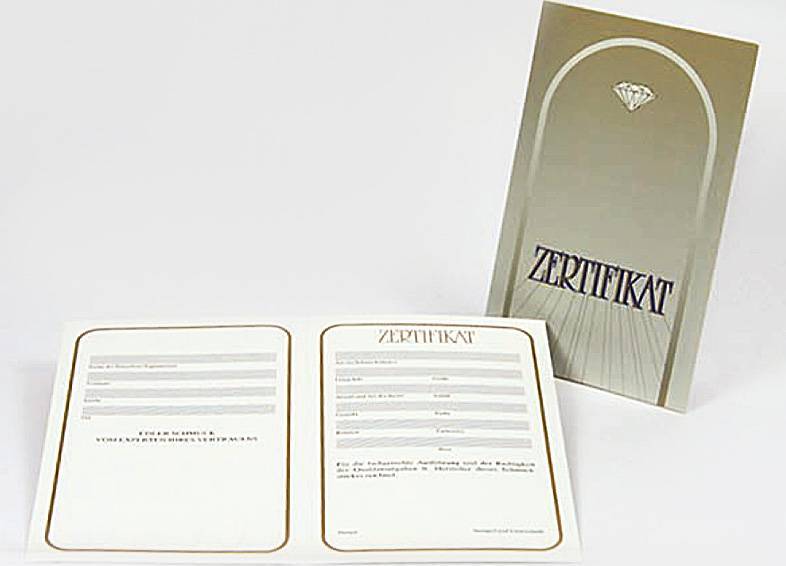 Zertifikat Inhaltlos Oder Bei Nklaus Erworbene Artikel Schmuckzertifikat 3221