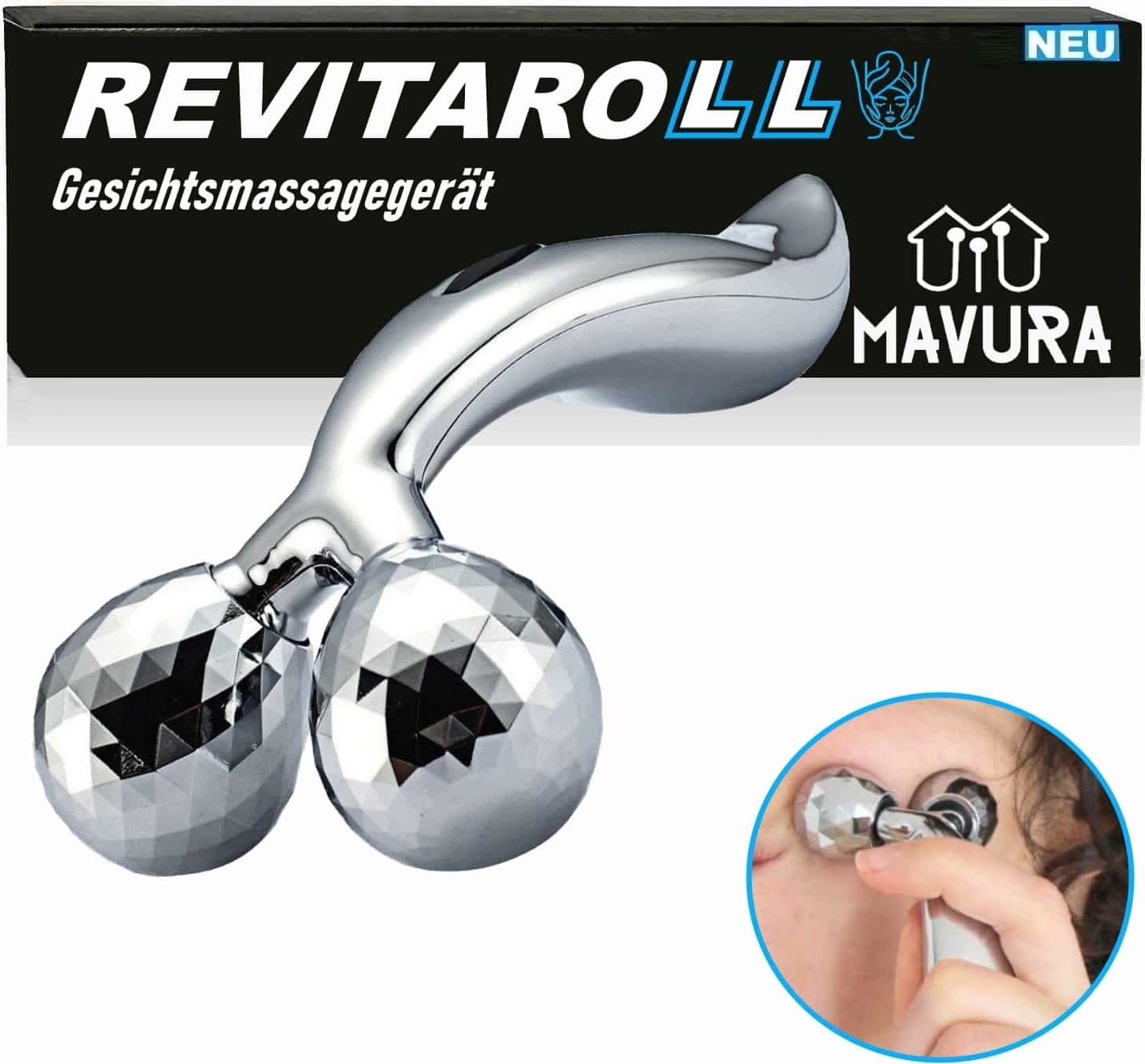 MAVURA REVITAROLL 3D Mini Gesicht Massage Roller Gesichtsroller Gesicht Massagegerät A431