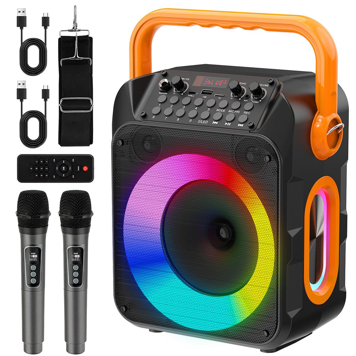 Dopwii Karaoke Maschine mit 2 Karaoke Mikrofonen, Karaoke Anlage für Erwachsene Kinder - Tragbare Bluetooth Party Karaoke Box - Mikrofon mit PA Lautsprecher KAUF-WOHN-CE2168-020