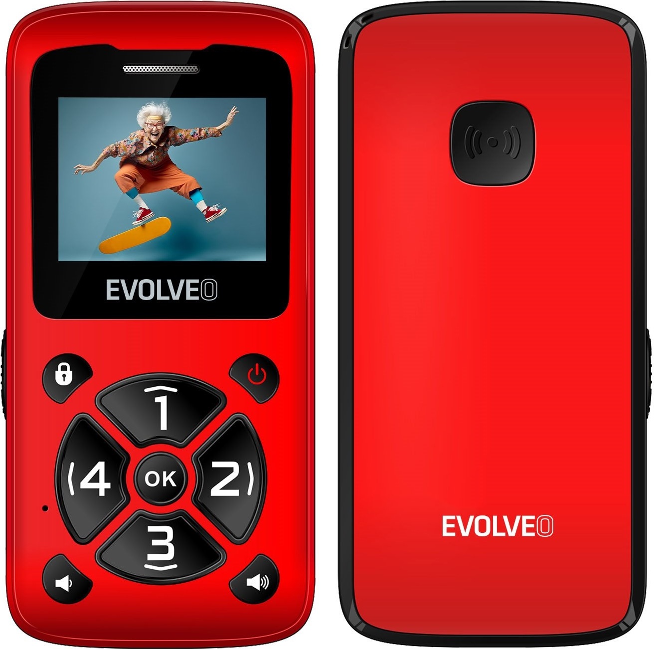 EVOLVEO EasyPhone ID, mobilný telefón pre seniorov, červená
