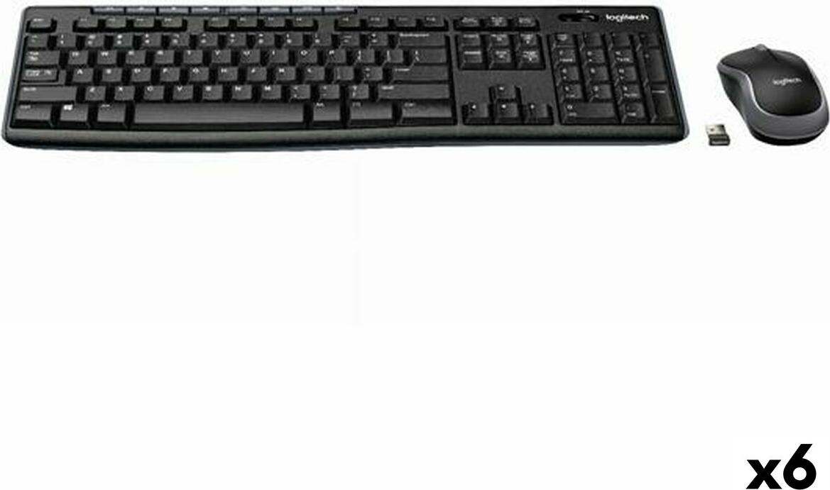 Tastatur mit Drahtloser Maus Logitech DESKTOP MK270 Schwarz Qwerty Spanisch (6 Stück)