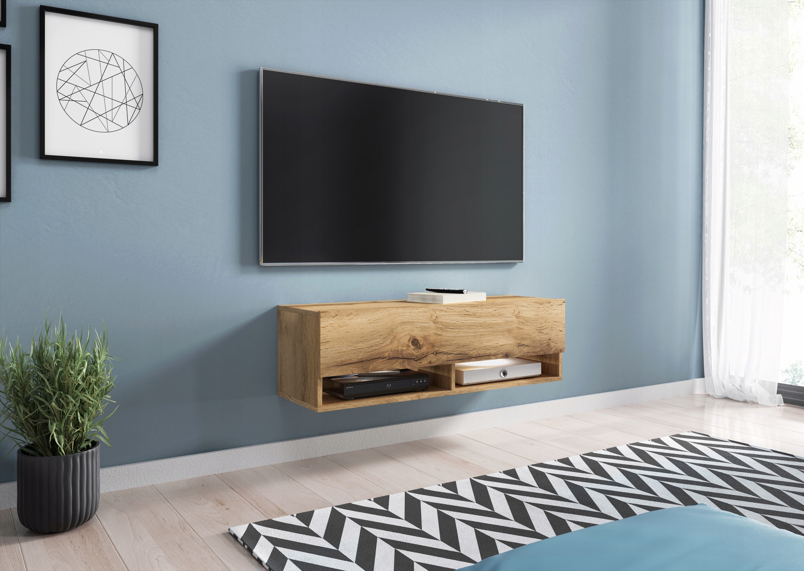 VENETI TV-Bank CALIBURI 100 – Eiche Wotan 006-11-00001