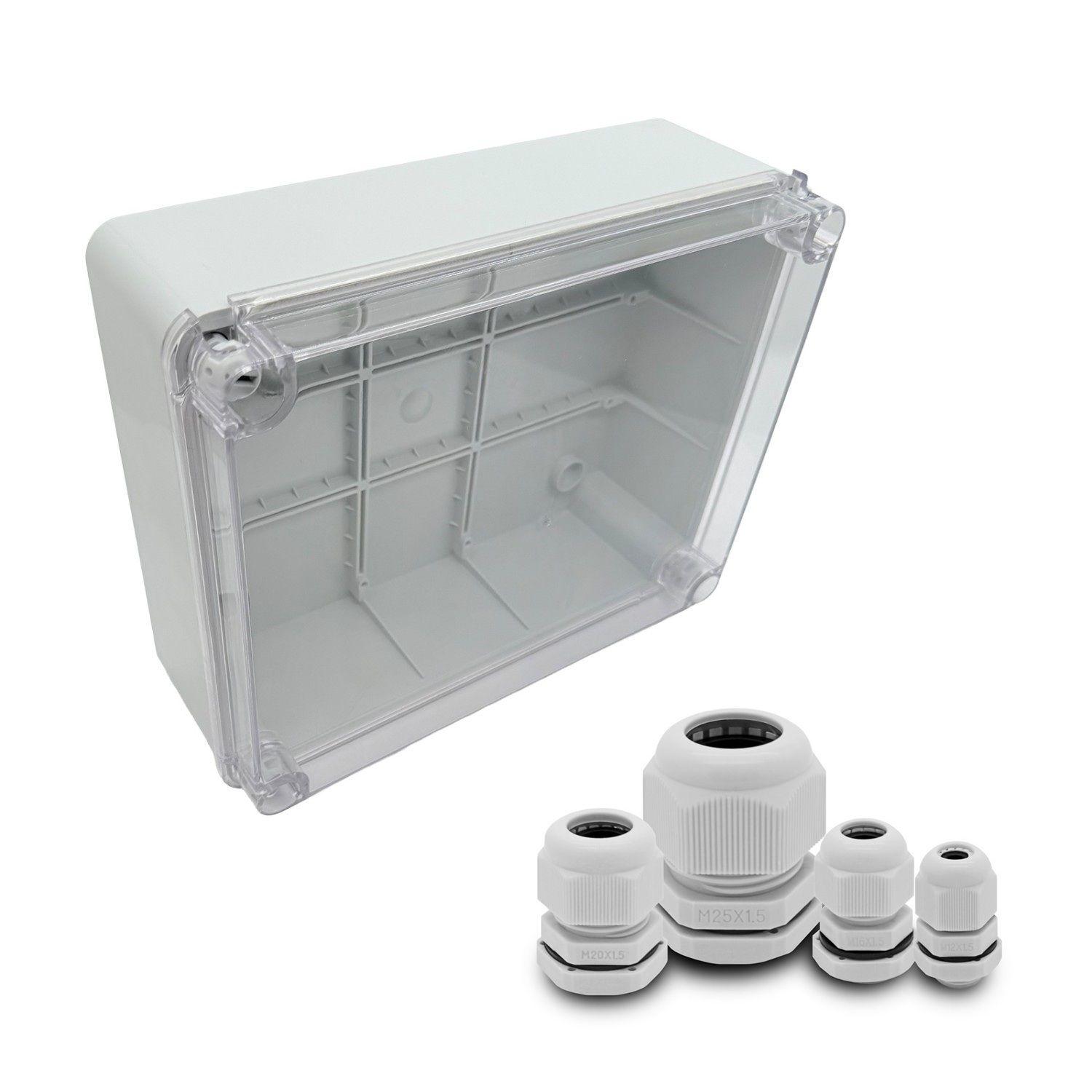ARLI SET: Abzweigdose IP67 Sichttür Aufputz 310 x 230 x 130 mm + 40x Kabelverschraubung M12 / M16 / M20 / M25 Set 16061.5