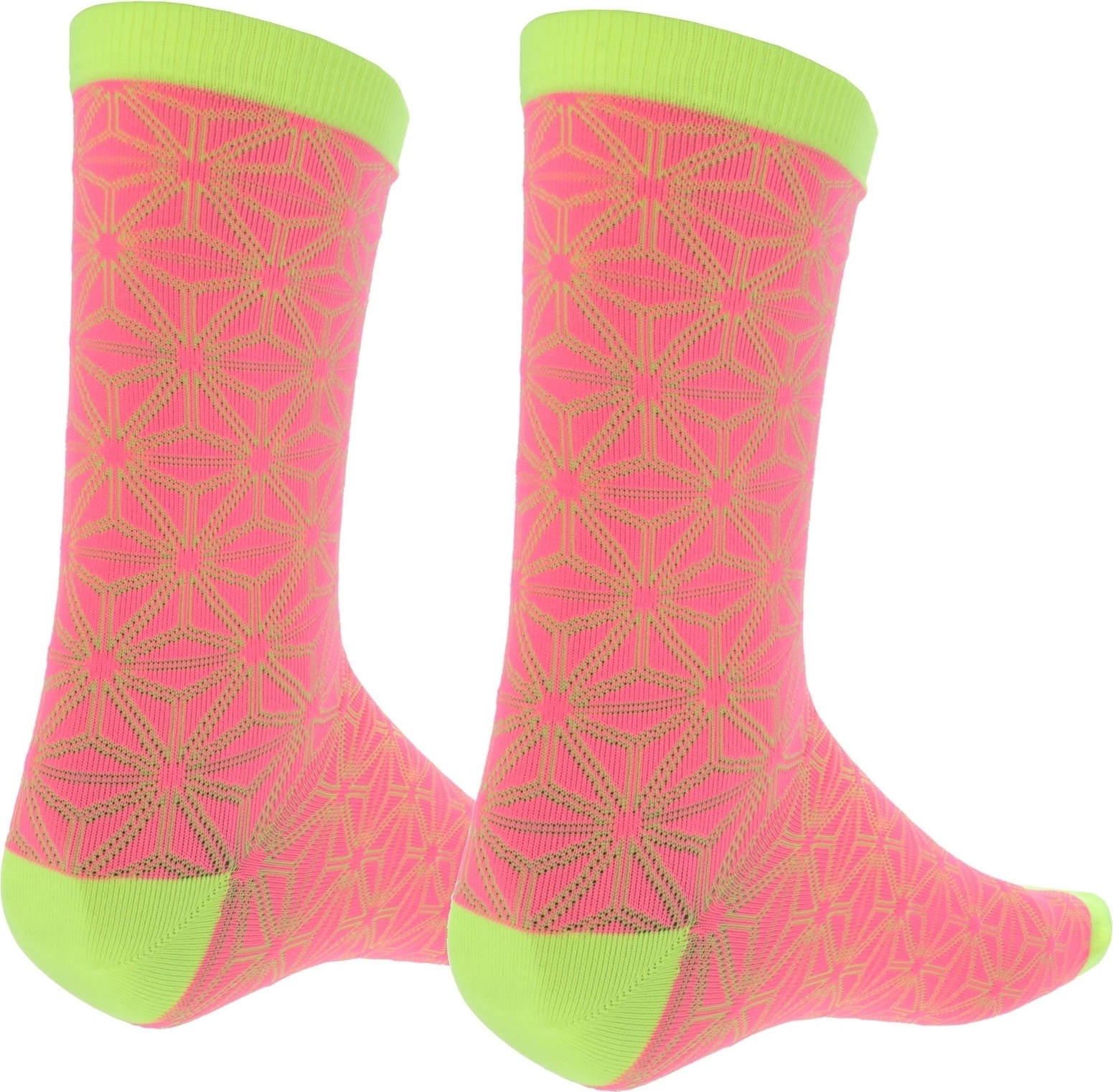 Supacaz Uni Socken Supasox Asanoha , Neon Pink Gelb, 43-47 SX