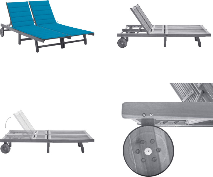 vidaXL Lehátko pre 2 osoby s vankúšom sivé akáciové masívne drevo - Lehátko - Lehátka - Drevené ležadlo - Drevené ležadlá