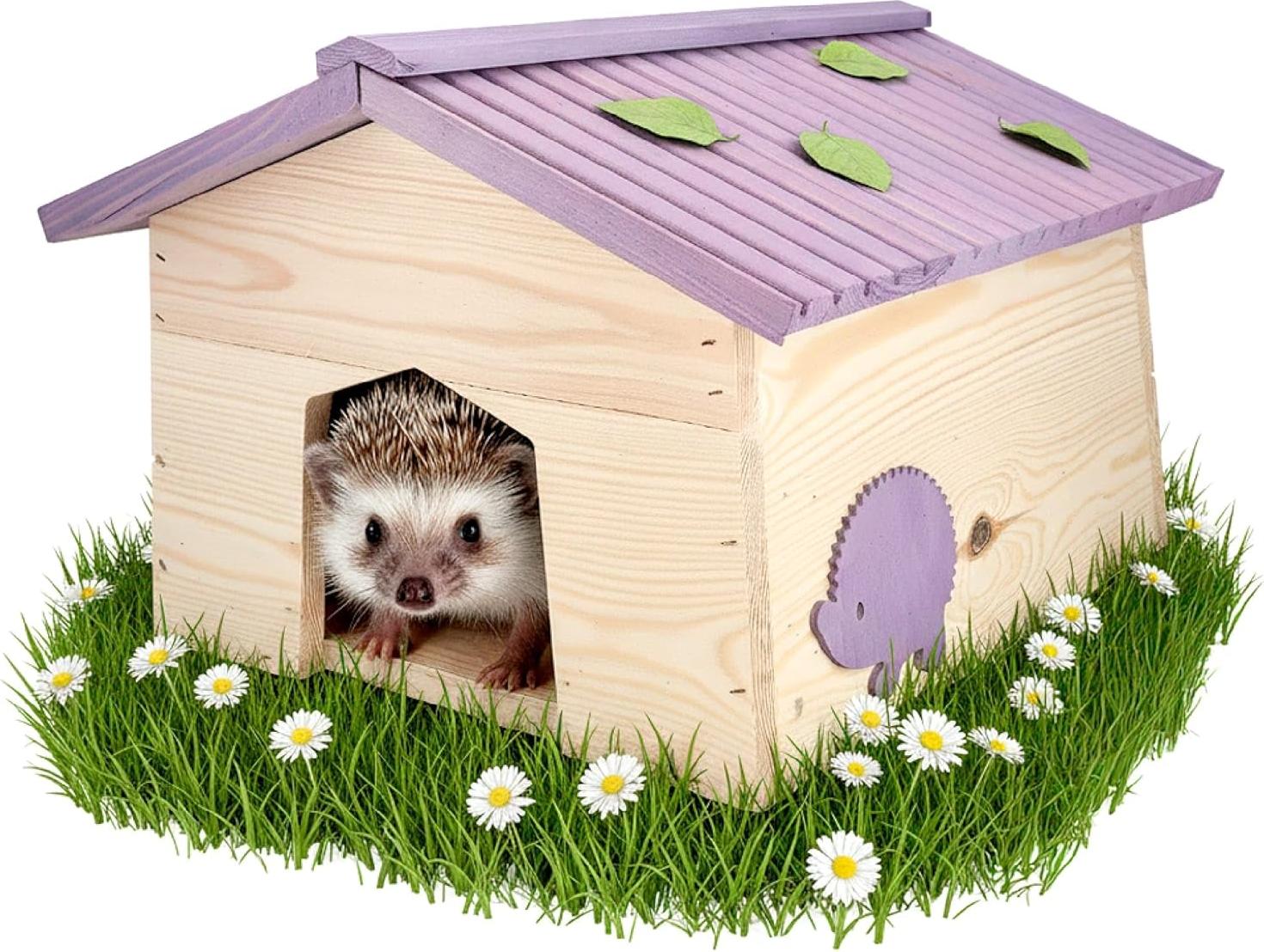 PATKAR Igelhaus Winterfest mit Boden - Premium Igelfutterhaus ( Europe) - Labyrintheingang gegen Fressfeinde - Futterhaus Hochwertige Igelhäuser Igel Haus Igelhotel - HxBxT: 28x38x44 cm DOM-JEZ-39236-FIO