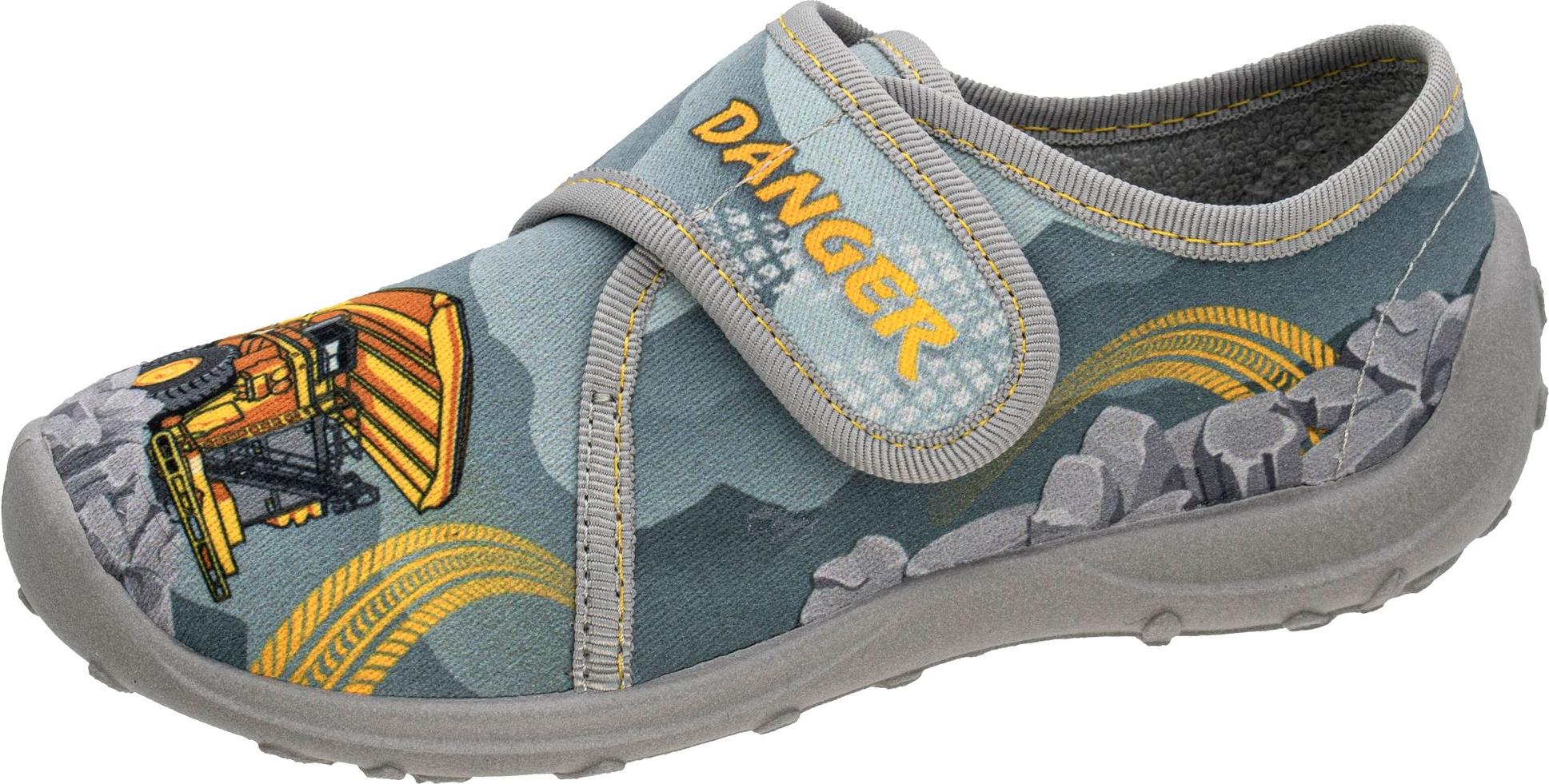 Fischer Kinder Hausschuh Fahrzeug-Motiv und Klettverschluss aus Baumwolle Boogy, Größe:28 EU, Farbe:Mehrfarbig 552337_603_28