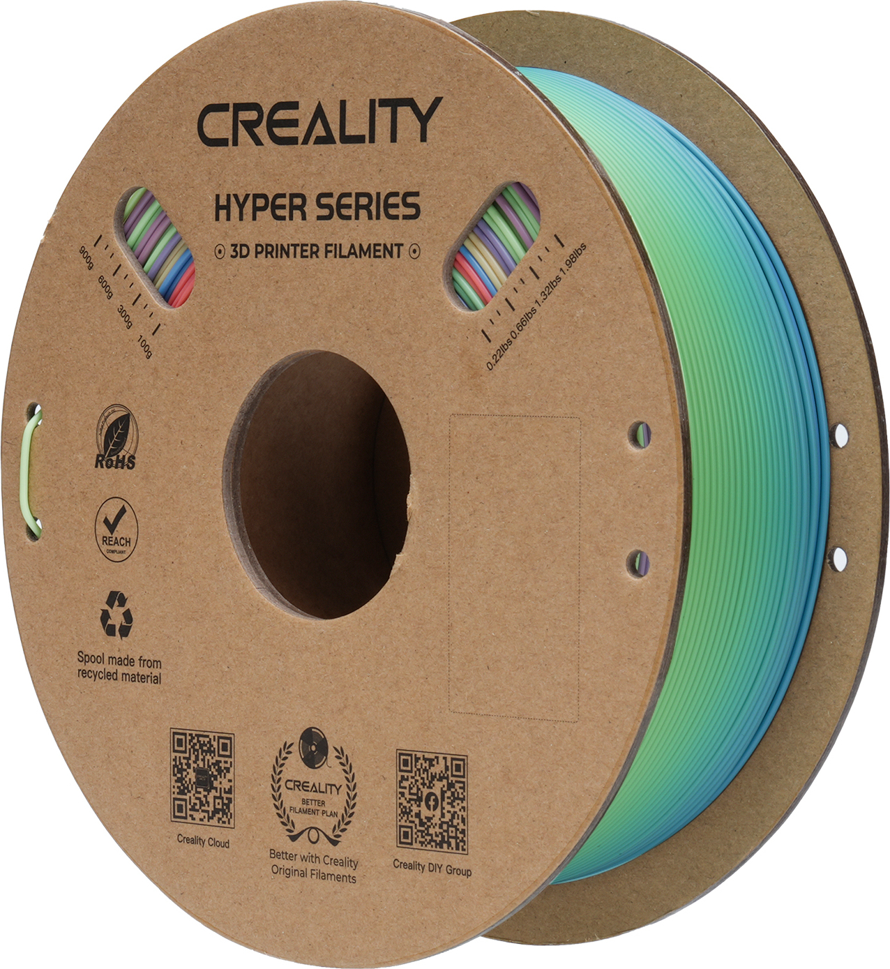 Creality 3D-Drucker 1kg 1,75 mm Hyper PLA-Filament(Yoshino Shinharu-kurzer Farbverlauf), +/-0,03 mm, kompatibel mit Creality Anycubic Ankermake