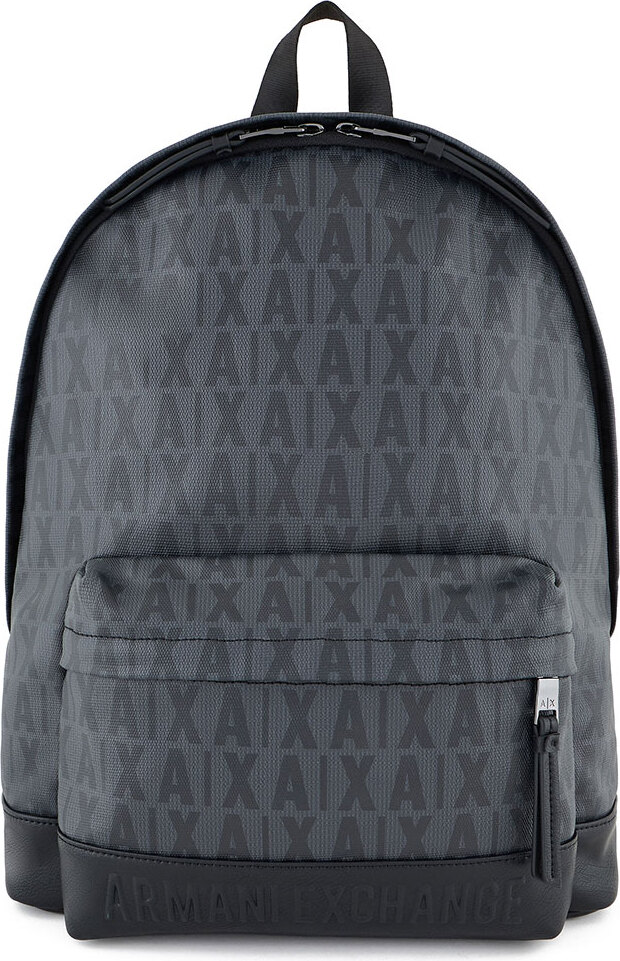 Armani Exchange Schwarz/grauer Rucksack mit Sprachdruck 201221_177590