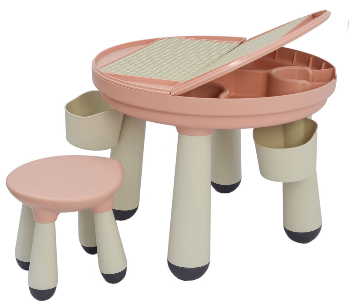 7-in-1 Multifunktionaler Spieltisch Set Bautisch mit 100 Bausteine & 2 Stühlen 