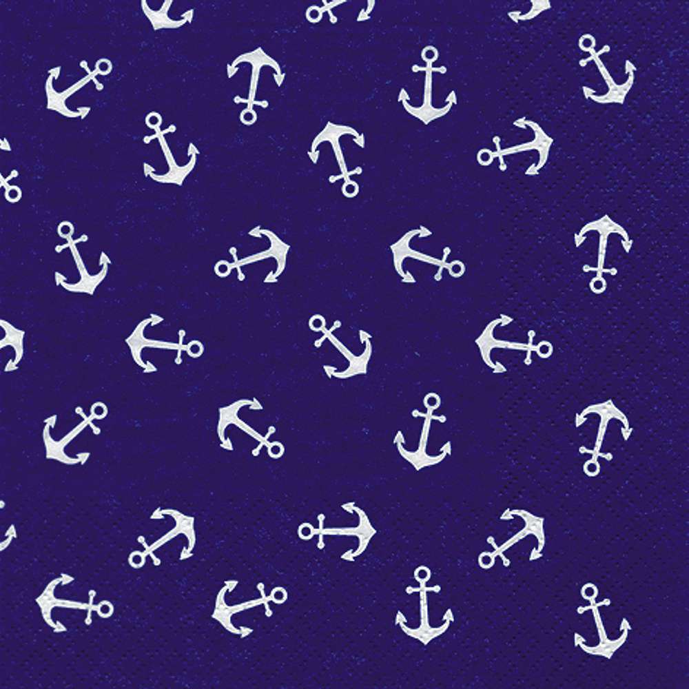 Weiße Steuerräder und Tauwerk auf Blau 33x33 cm 20 Servietten Maritime Symbole 