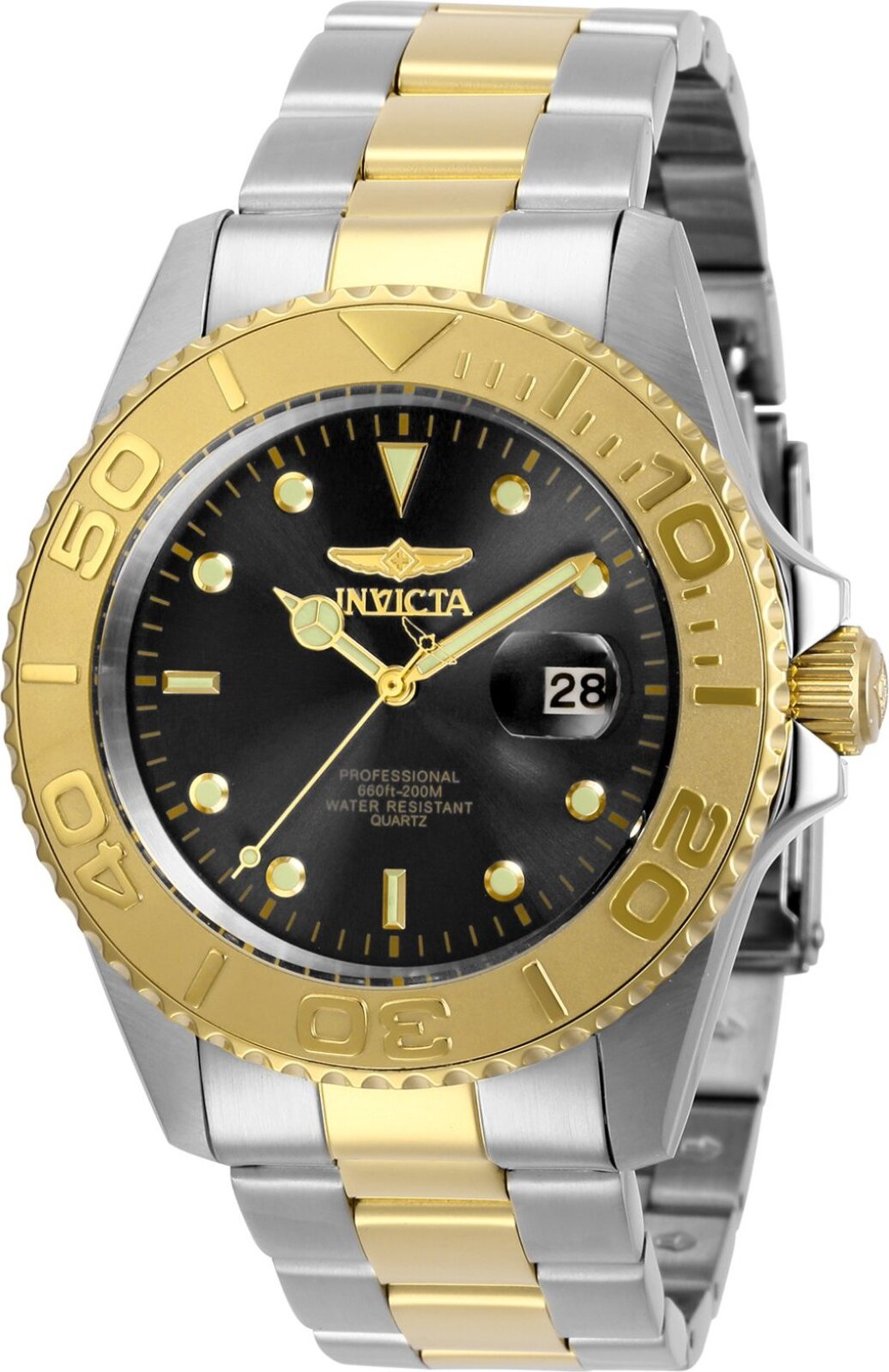 Invicta Pro Diver 29948 Pánske Hodinky - Quartz Hnací Mechanizmus - Nerezová Oceľ so Čiernym Ciferníkom - 43 mm