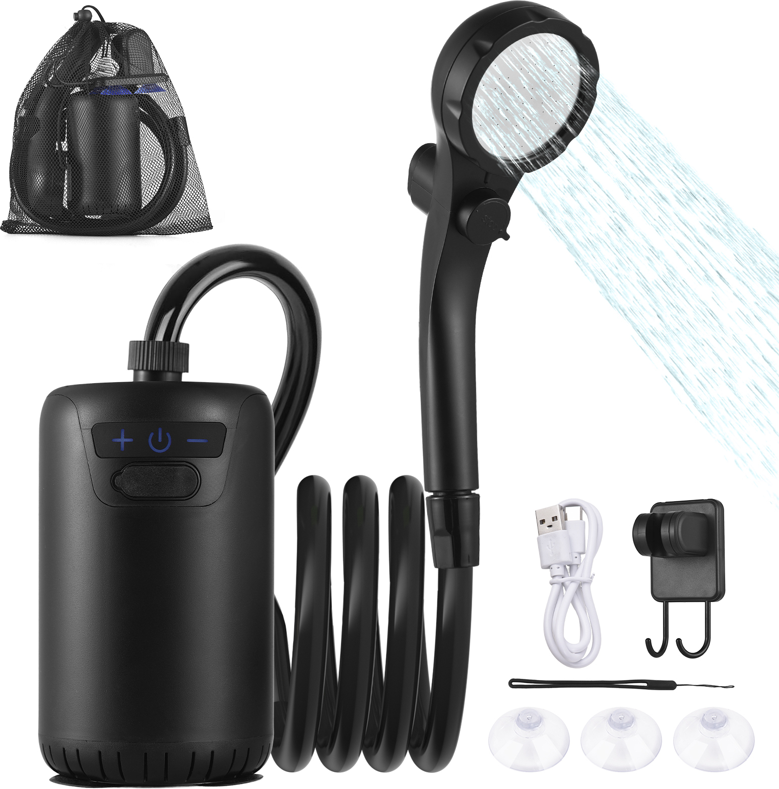 Lixada Outdoor-Camping-USB-Ladedusche Elektrische Haushaltsdusche mit Temperaturanzeige K_2718250012411_250604_69728