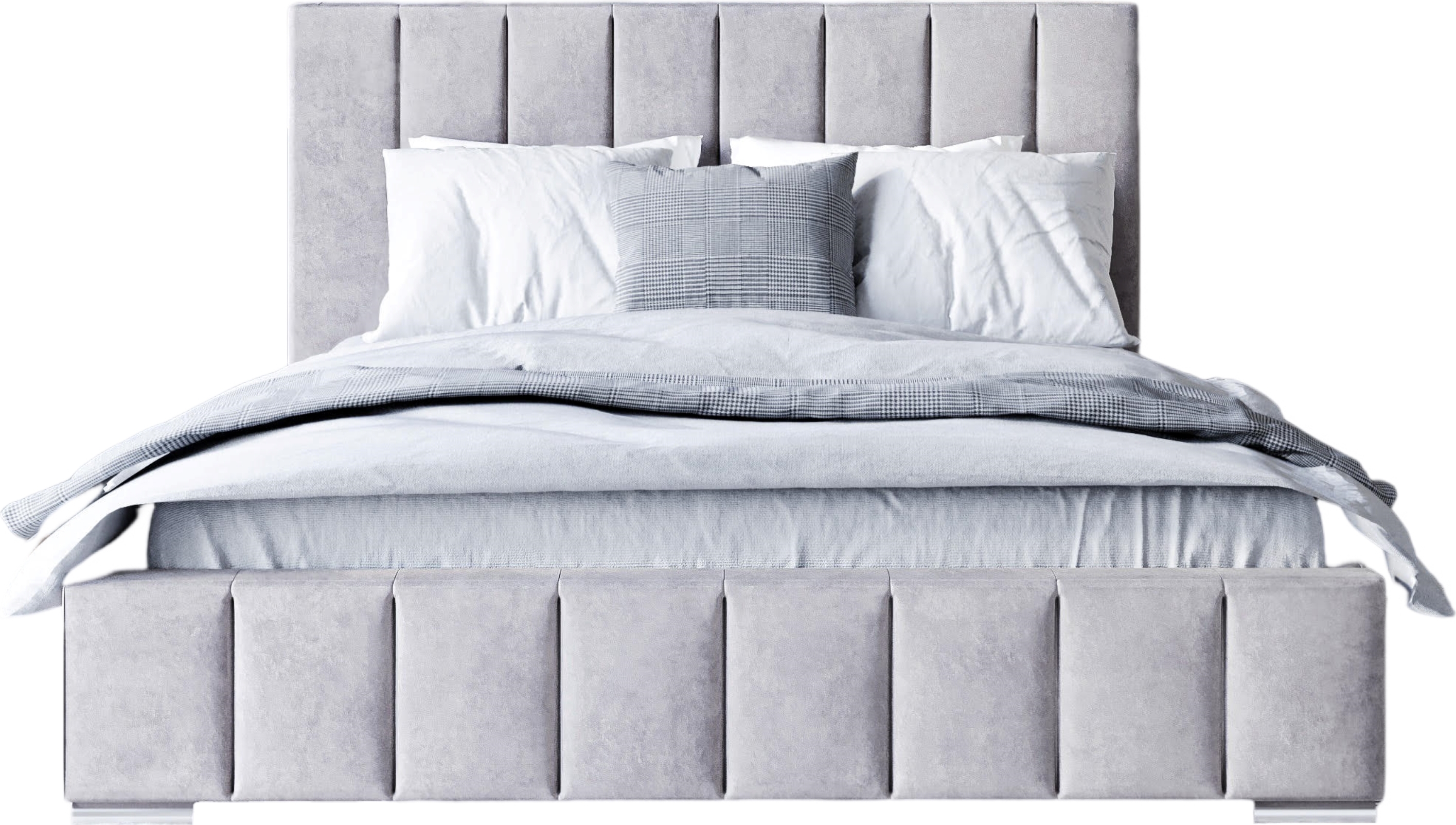 FURMEB24 - MONOS 120 x 200 cm - Boxspring posteľ s podnožou vrátane matraca Belluci Classic - Čalúnená posteľ s dreveným rámom - Manželská posteľ s vysokým opierkou hlavy - Čalúnená - Magic Velvet - Sivá