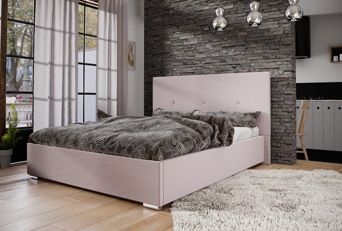 Manželská posteľ s úložným priestorom FLEK 2 - 140x200, ružová