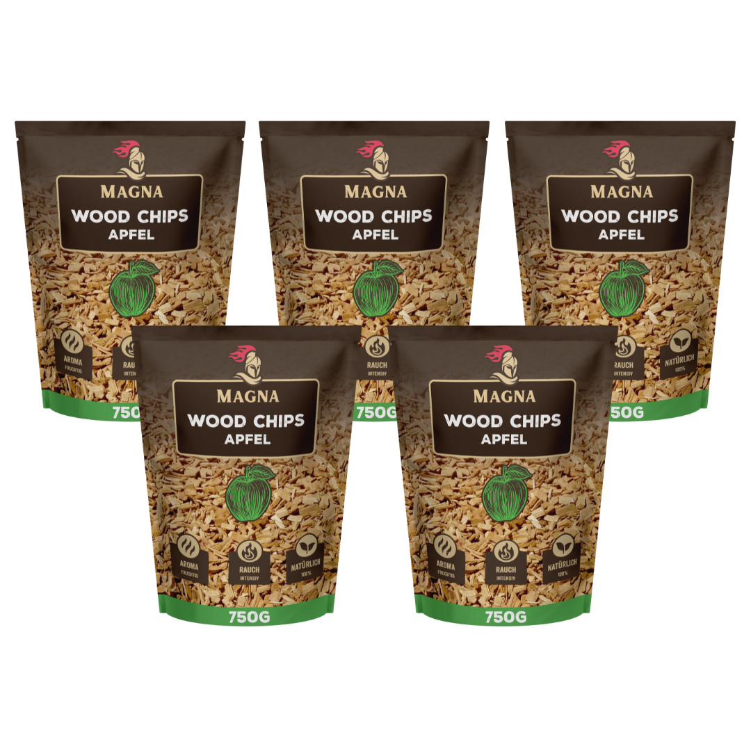 3,75 KG MAGNA SET APFEL Räucherchips Wood Chips Smokerchips Räucherspäne Räucher MG-SET-WCA5