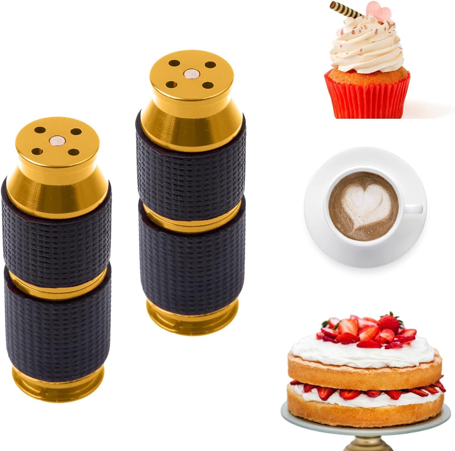 yozhiqu 2 Sahneschäumer, Sahnespender Düsen Sahnekapseln Öffner Sahne Wischer Ersatzteile Set Aluminium Sahnekapseln Sahnemaschine Spender Sahnespender DüsenGold