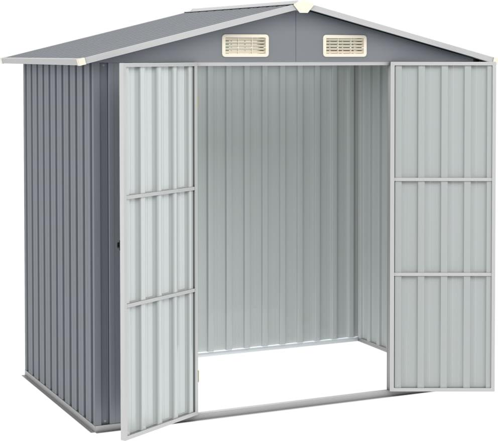 vidaXL Záhradný prístrešok šedý 205x129x183 cm Pozinkovaná oceľ