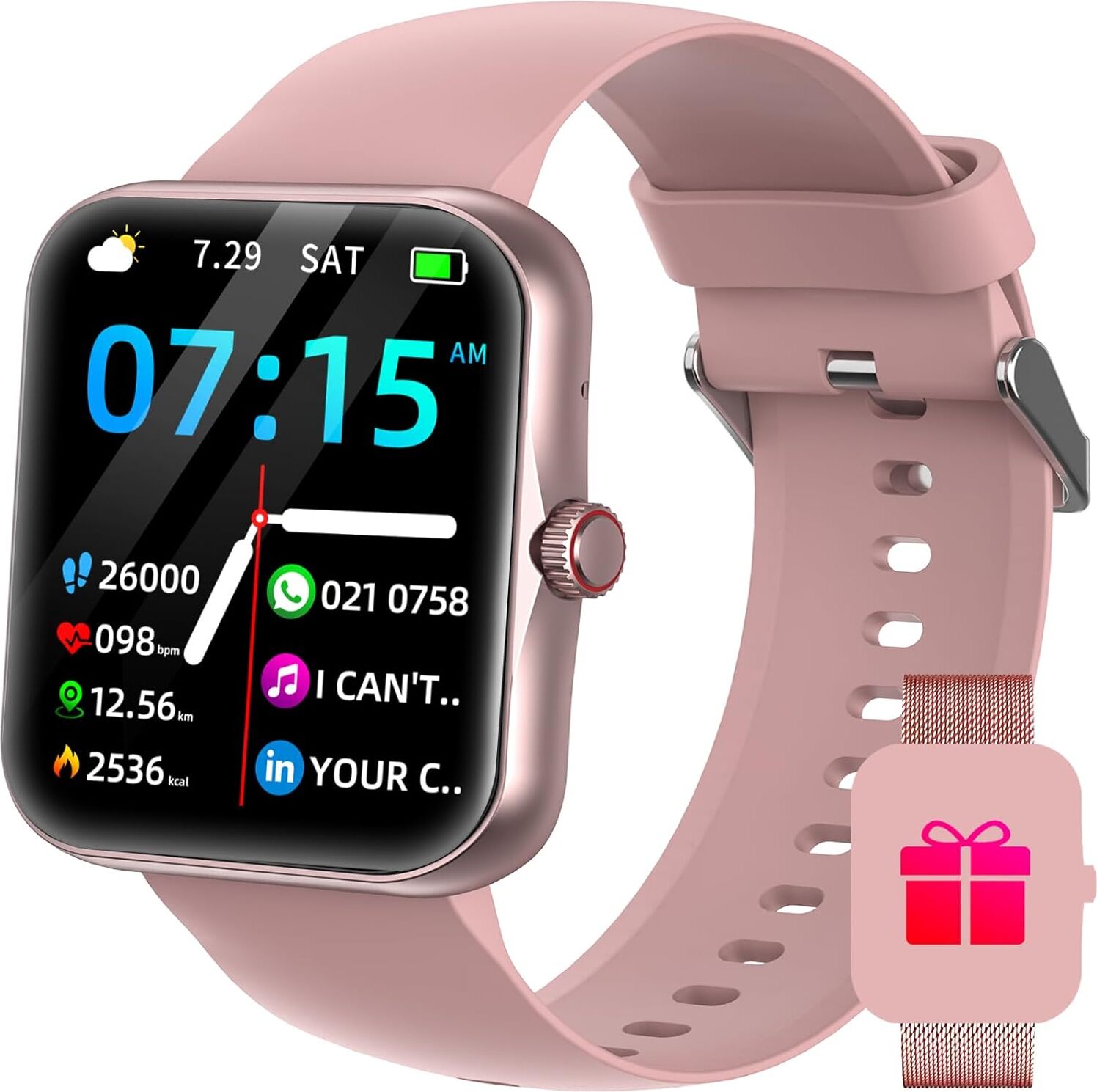 Smartwatch dámy muži s 1,83 palcovým telefónom funkcia srdcovej frekvencie monitor spánku kalórií IP68 vodotesné Vianoce Android IOS