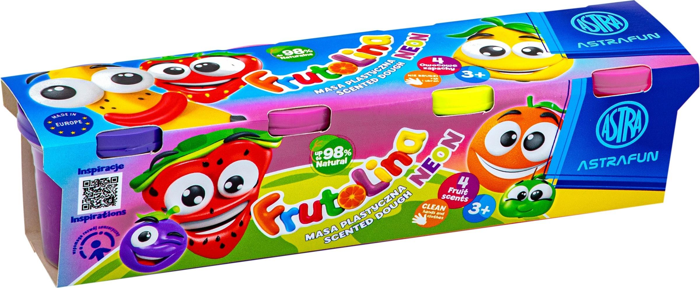 AstraFUN Frutolina Neon Modelliermasse, 4 x 100g, Farbmix, 336122012 undefiniert