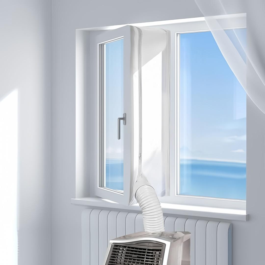 VHV 500 cm Fensterabdichtung für mobile Klimaanlagen,Wäschetrockner, Ablufttrockner, Kein Bohren, Hitzeschutz, für Fenster & Dachfenster, Weiß