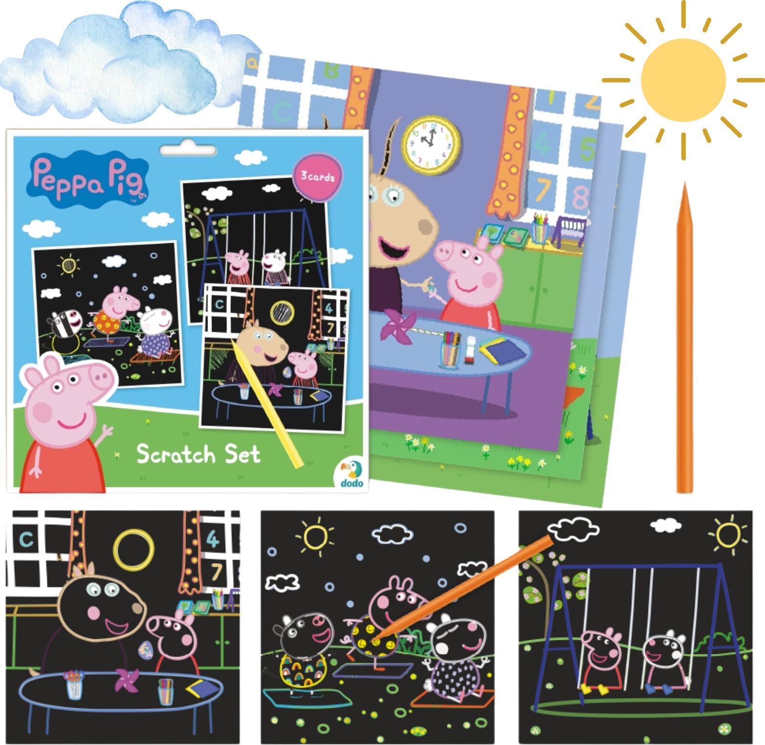 DoDo Peppa Pig Art Scratch Paper 3 Farbige Papiere Malen Mit Der Scratch-Methode
