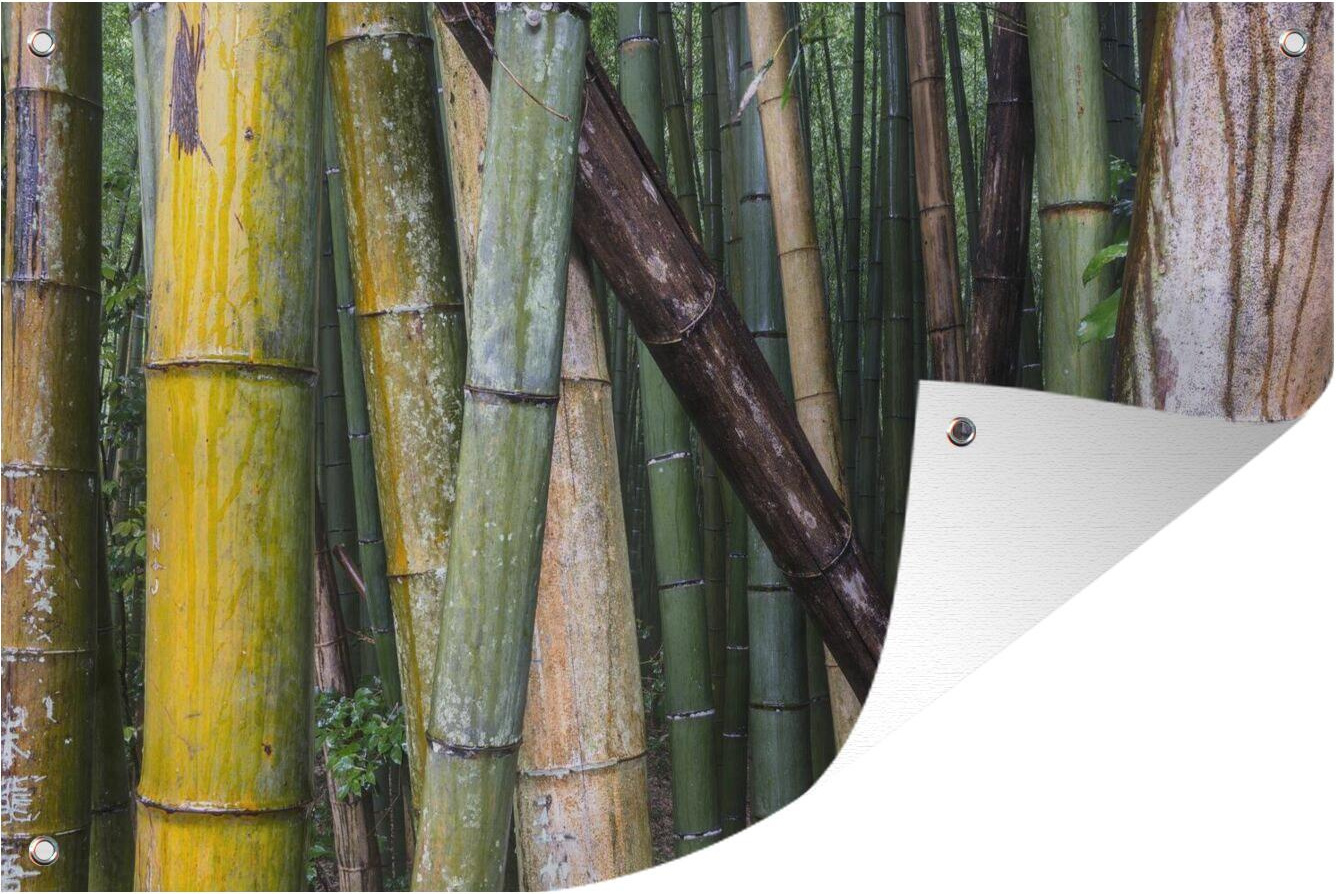 MuchoWow® 120x80 cm Outdoor-Poster Gartendeko Sichtschutz Garten Poster für den Garten Viele Bambusarten im Arashiyama-Bambuswald in Japan 133|1287570