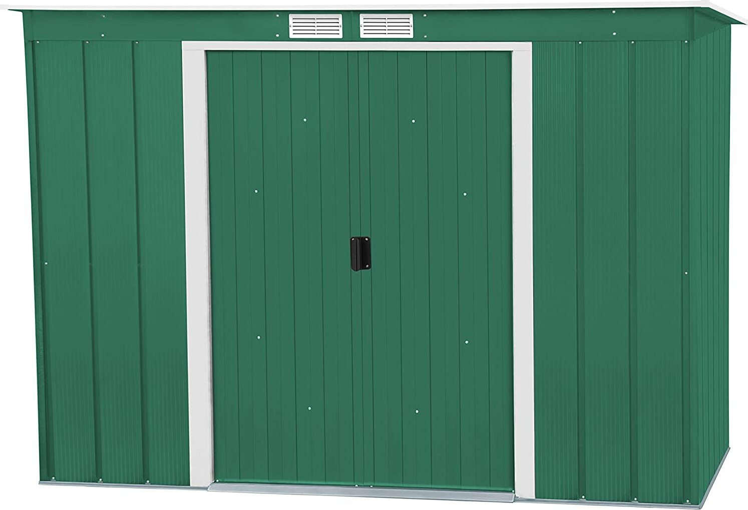 Duramax ECO Pultdach 20,3 x 10,2 cm, feuerverzinktes Metall, Gartenwerkzeugaufbewahrung, Schuppen mit gebrochenem weißen Rand