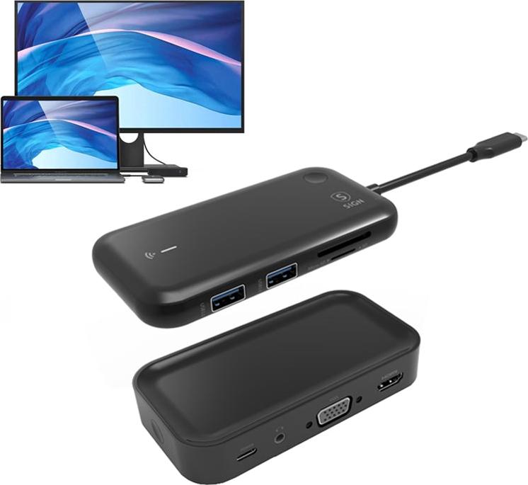 Sign USB-C-Hub + Bildübertragung zum Fernseher über Bluetooth 1080p, 10 W - Schwarz
