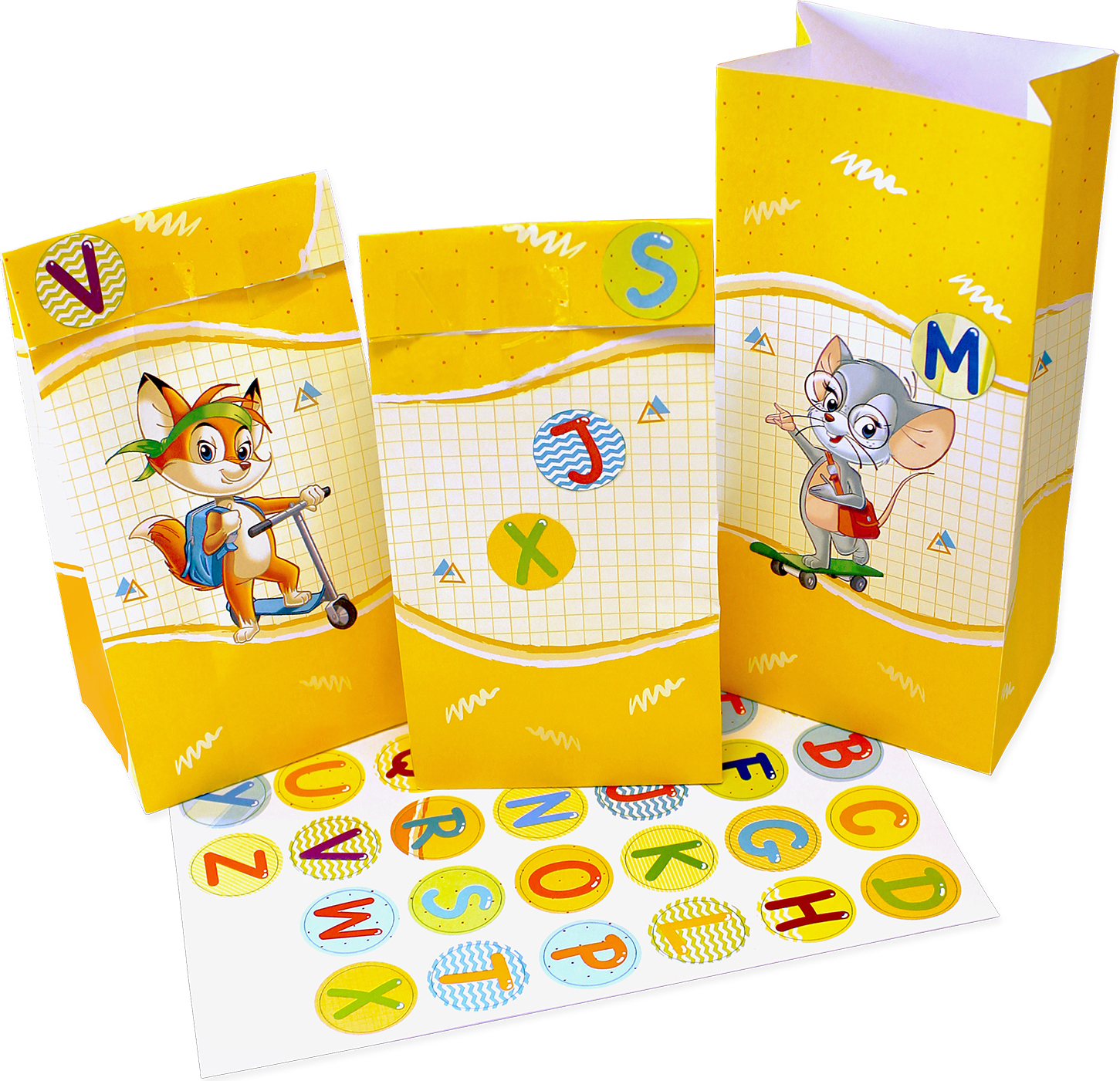 ROTH ABC-Einschulungskalender 26 Tüten 9 x 20 cm mit Buchstabenstickern 679708