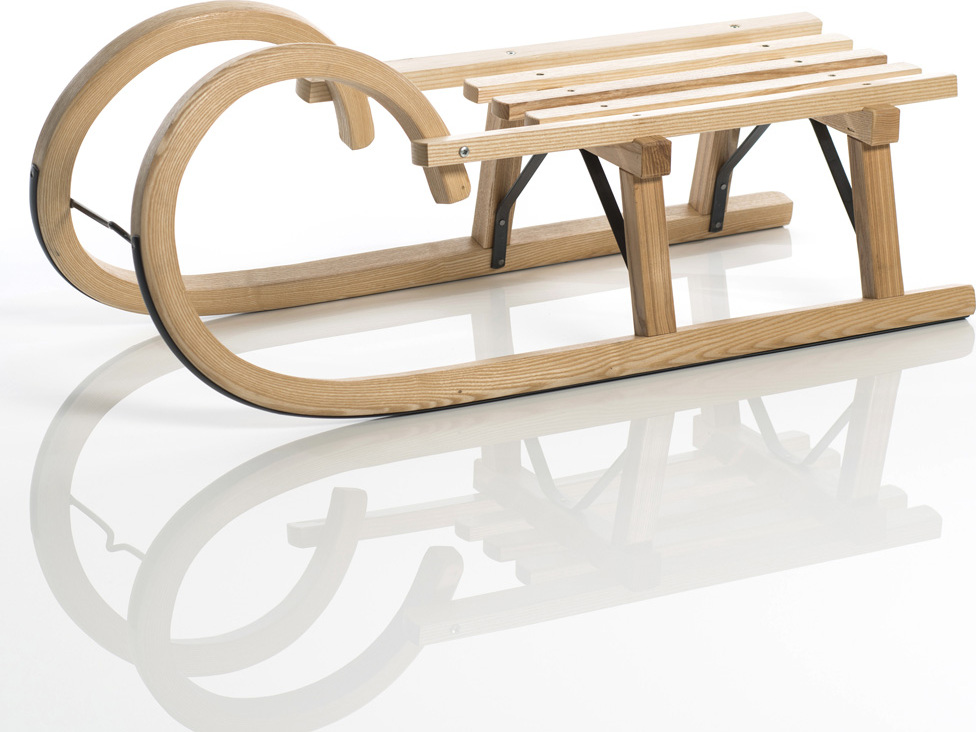 Sirch Hörnerrodel Esche mit Lattensitz Holzschlitten, Variante:85 cm 4917-0001